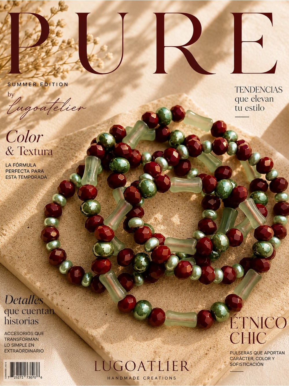 Lugoatelier Green and Burgundy Beaded Bracelet Set 5